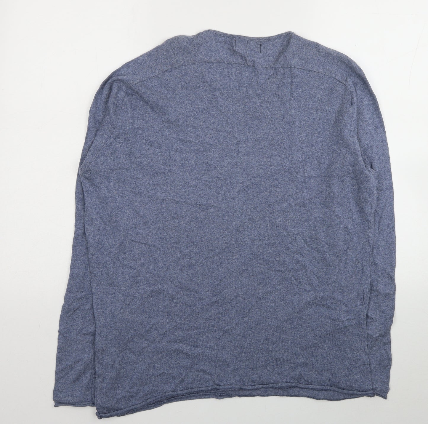 Zara Man Mens Blue Round Neck Cotton Pullover Jumper Size XL