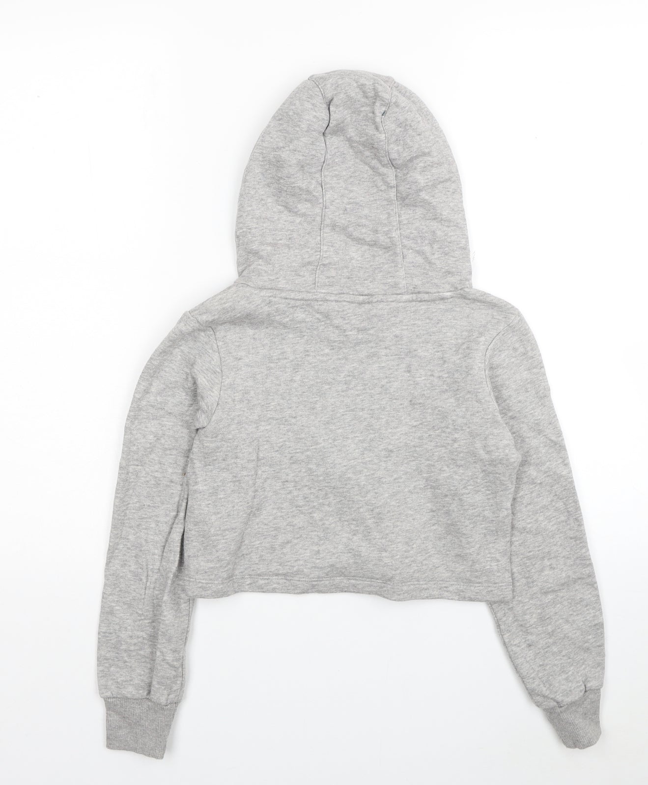 adidas Girls Grey Cotton Pullover Hoodie Size 7-8 Years Pullover