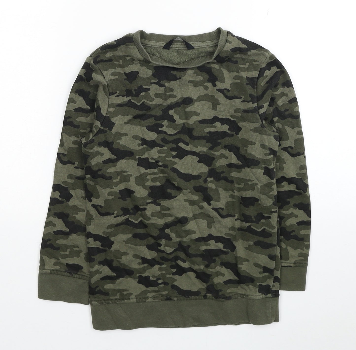 George Boys Green Camouflage Cotton Pullover Sweatshirt Size 6-7 Years Pullover