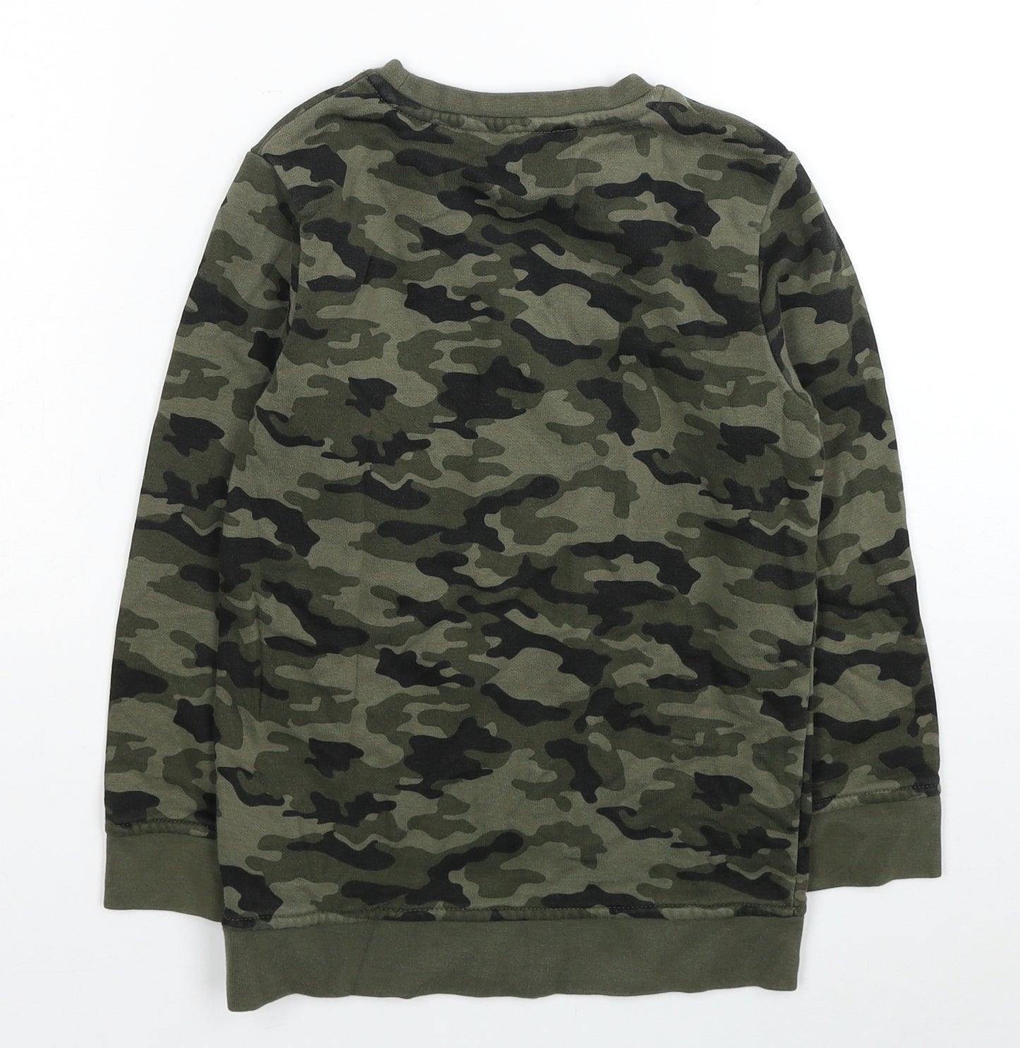 George Boys Green Camouflage Cotton Pullover Sweatshirt Size 6-7 Years Pullover