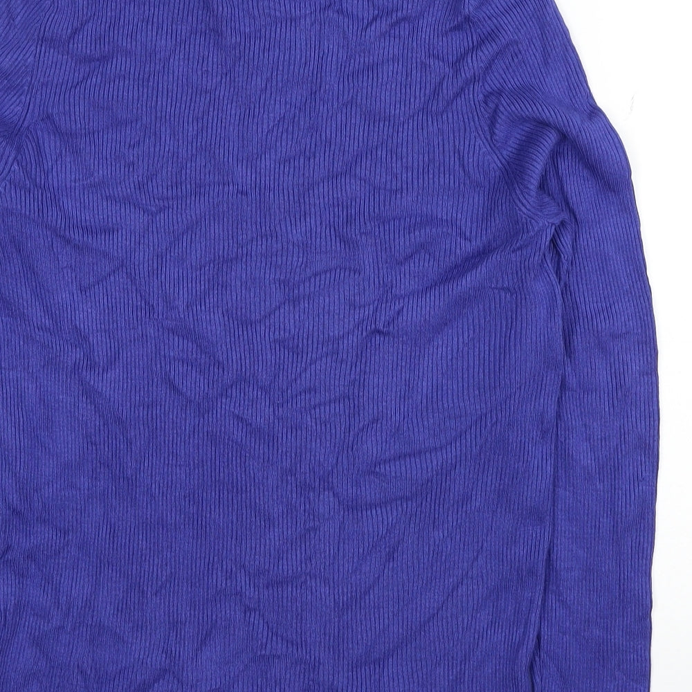 Marks and Spencer Womens Blue Roll Neck Viscose Pullover Jumper Size 16 - Ribbed