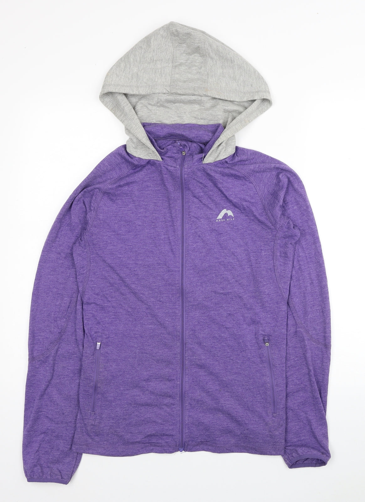 More Mile Womens Purple Polyester Full Zip Hoodie Size 10 Zip