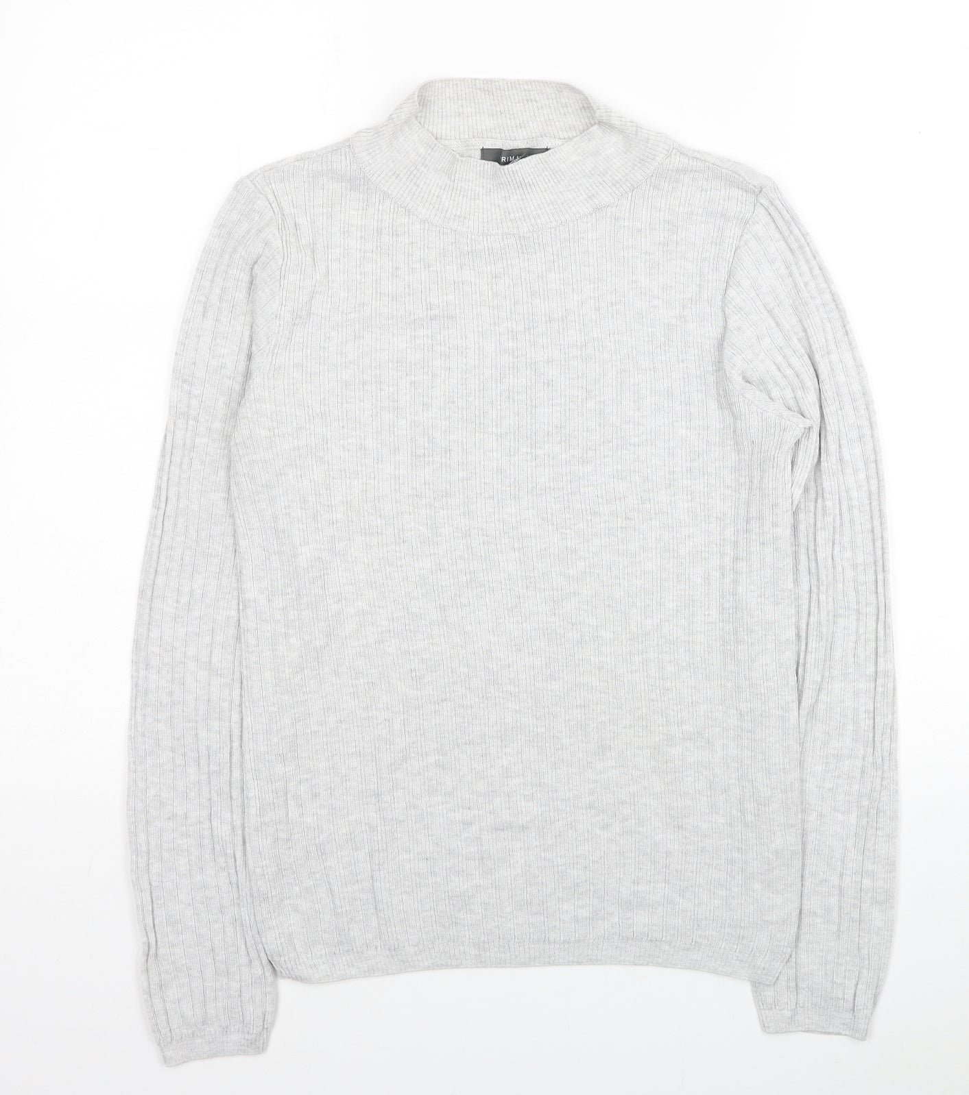 Primark Womens Grey Mock Neck Polyester Pullover Jumper Size 14 - Ribbed
