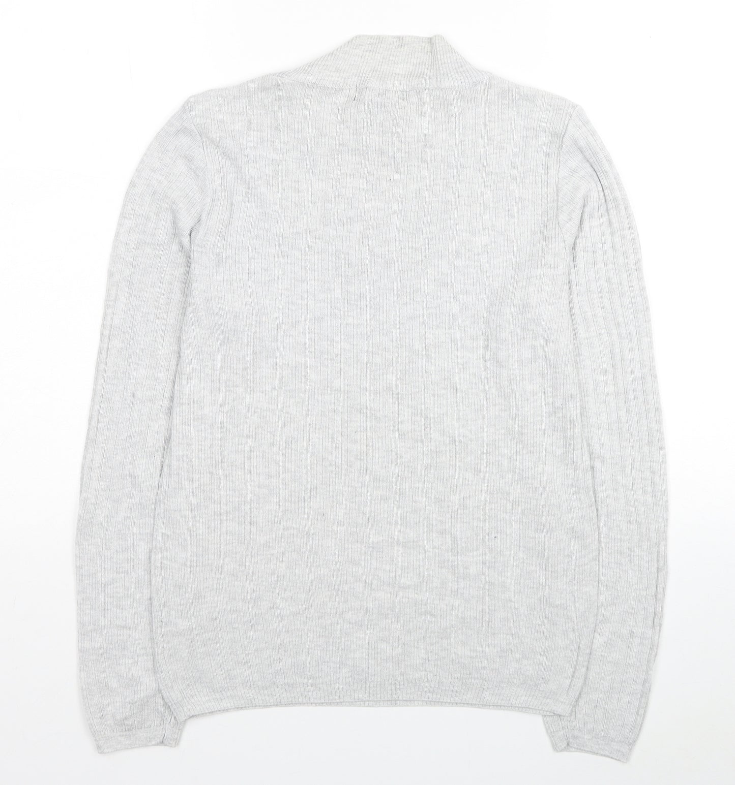 Primark Womens Grey Mock Neck Polyester Pullover Jumper Size 14 - Ribbed