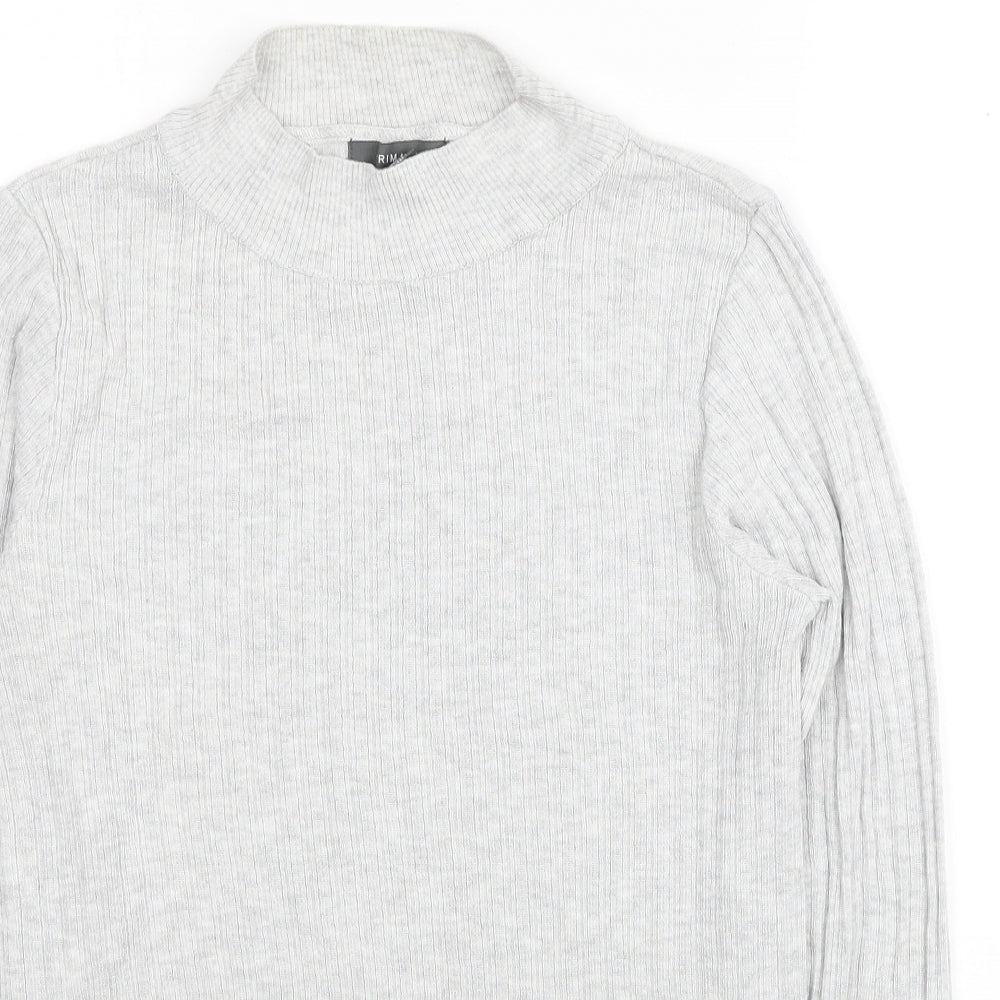 Primark Womens Grey Mock Neck Polyester Pullover Jumper Size 14 - Ribbed