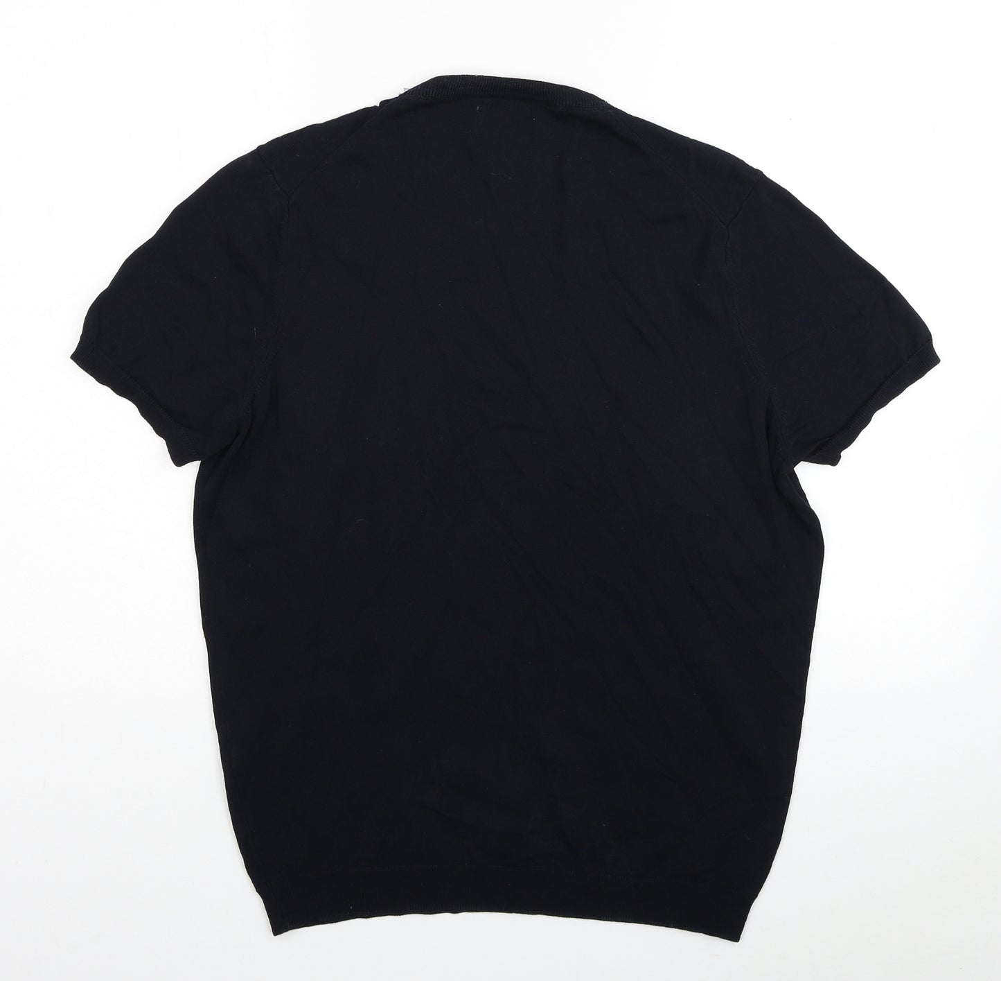 Zara Womens Blue Cotton Basic T-Shirt Size M Round Neck