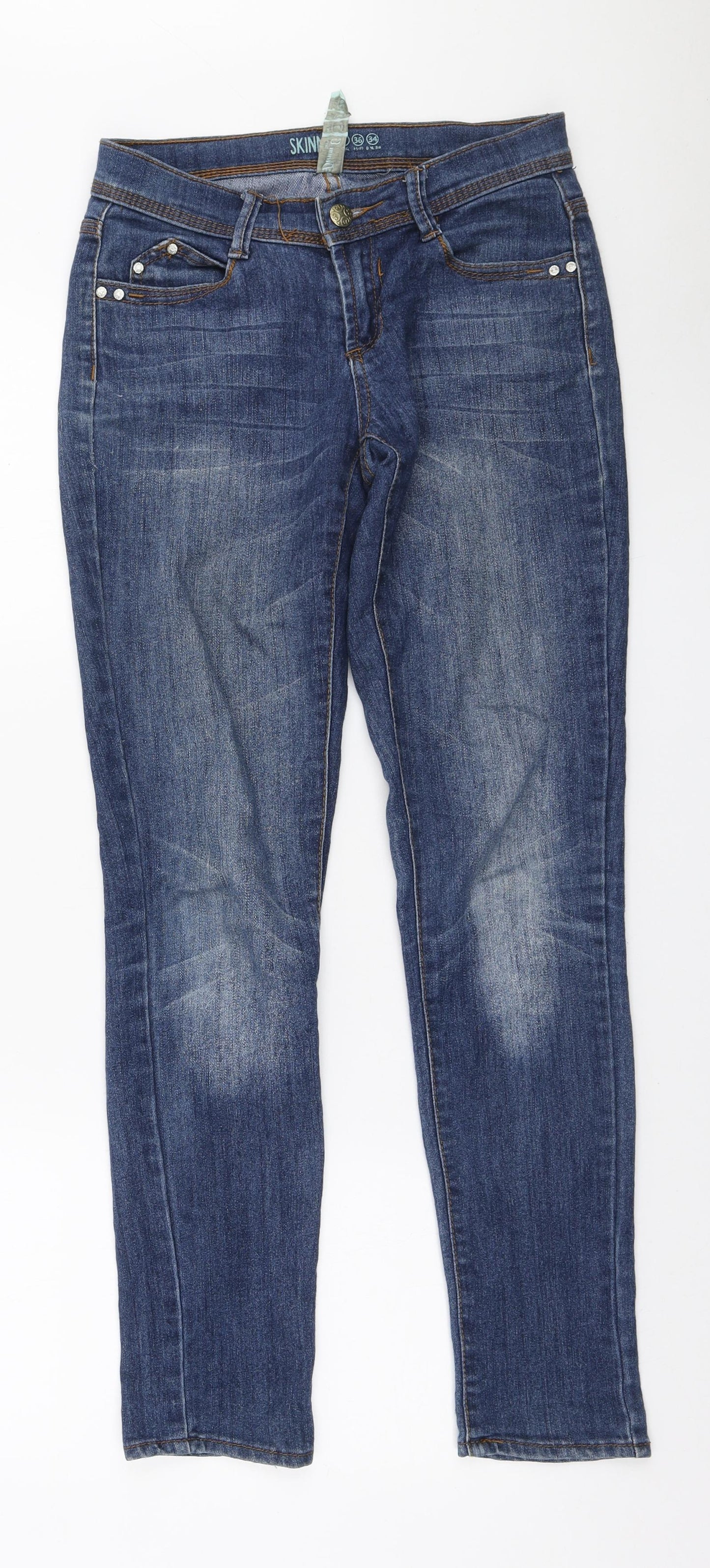 Denim & Co. Womens Blue Polyester Skinny Jeans Size 8 L30 in Regular Zip