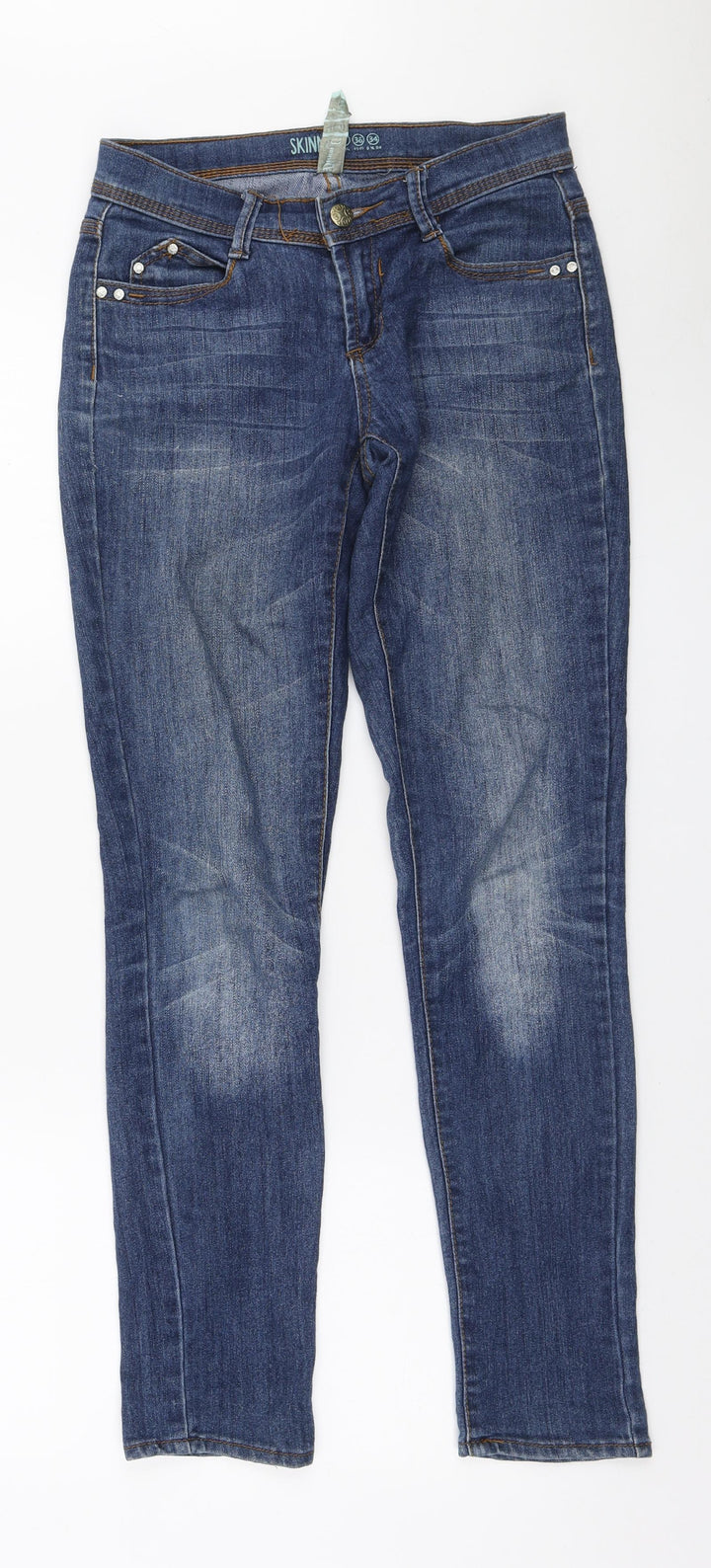 Denim & Co. Womens Blue Polyester Skinny Jeans Size 8 L30 in Regular Zip