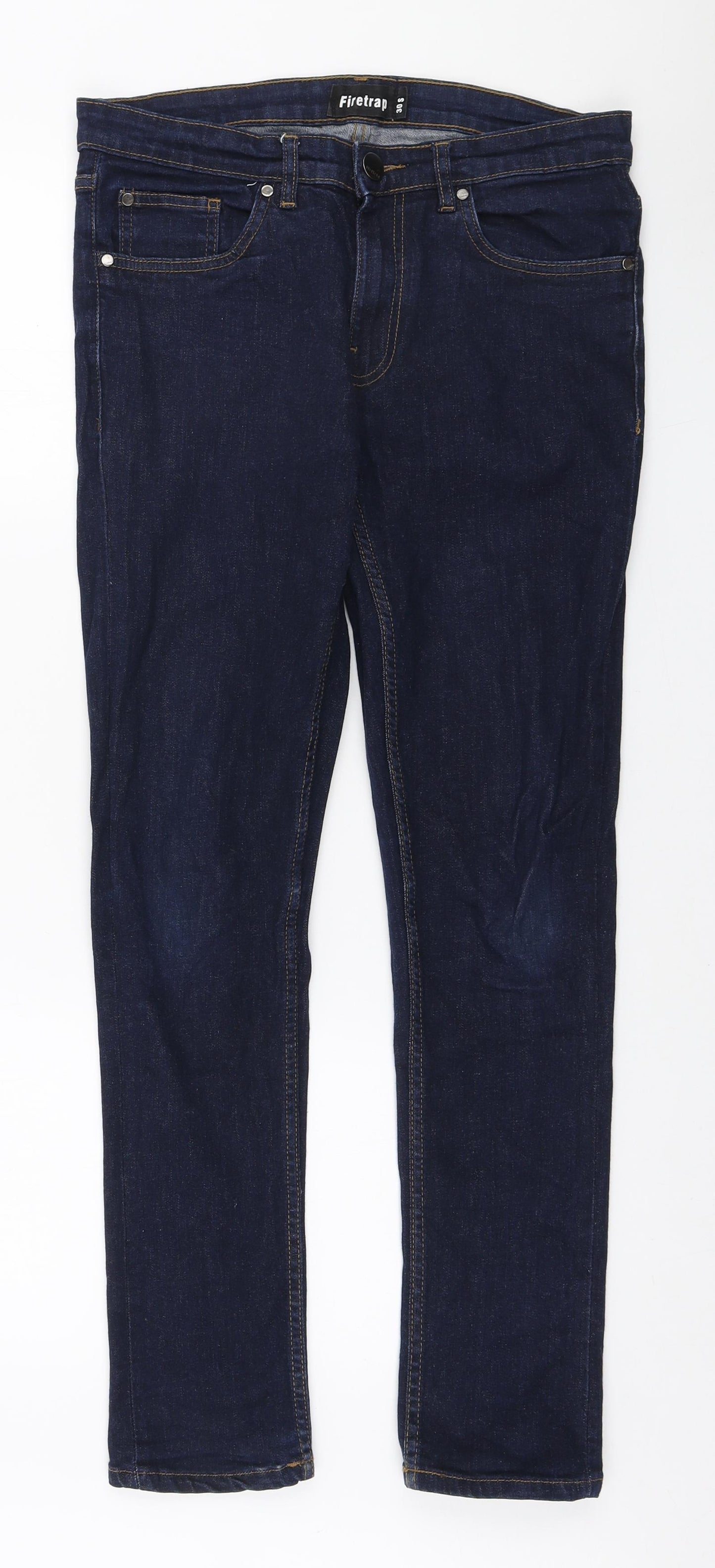 Firetrap Mens Blue Cotton Skinny Jeans Size 30 in L28 in Regular Zip