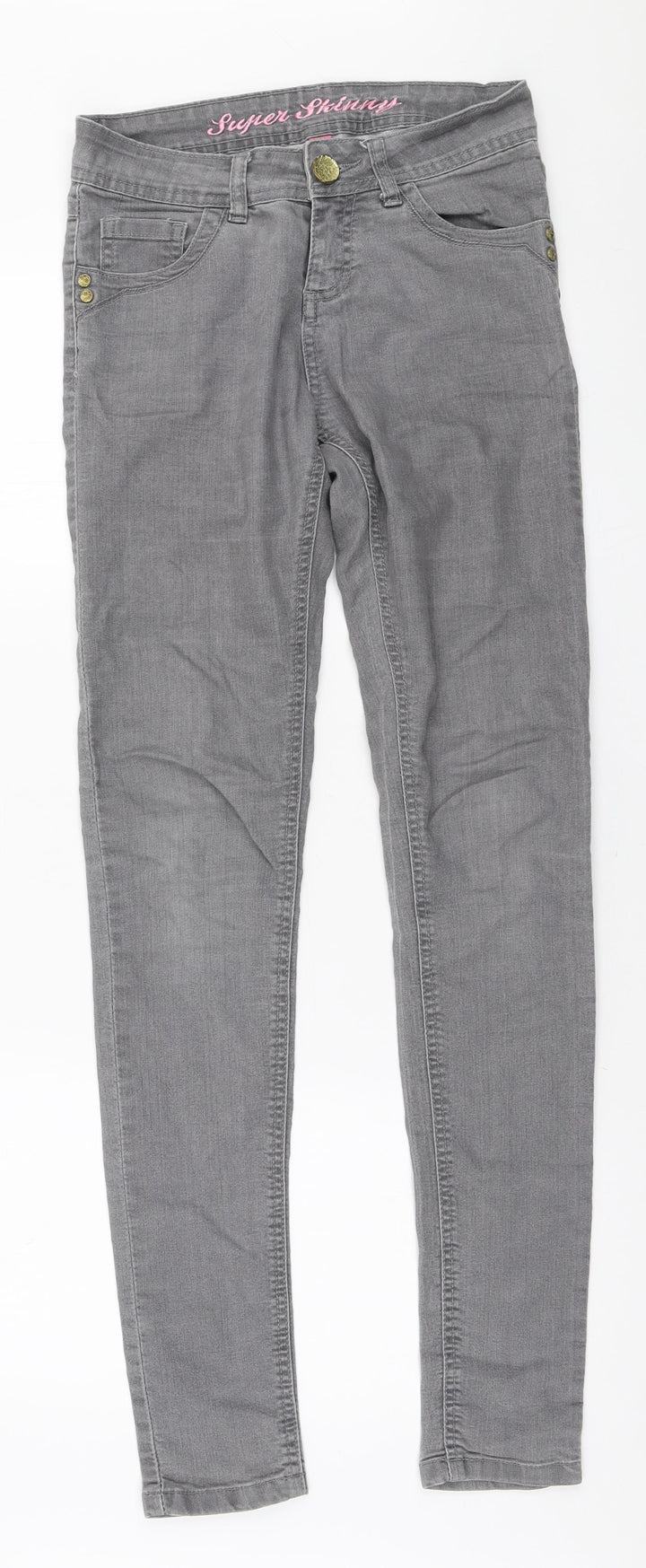 Denim & Co. Womens Grey Cotton Skinny Jeans Size 8 L31 in Regular Zip
