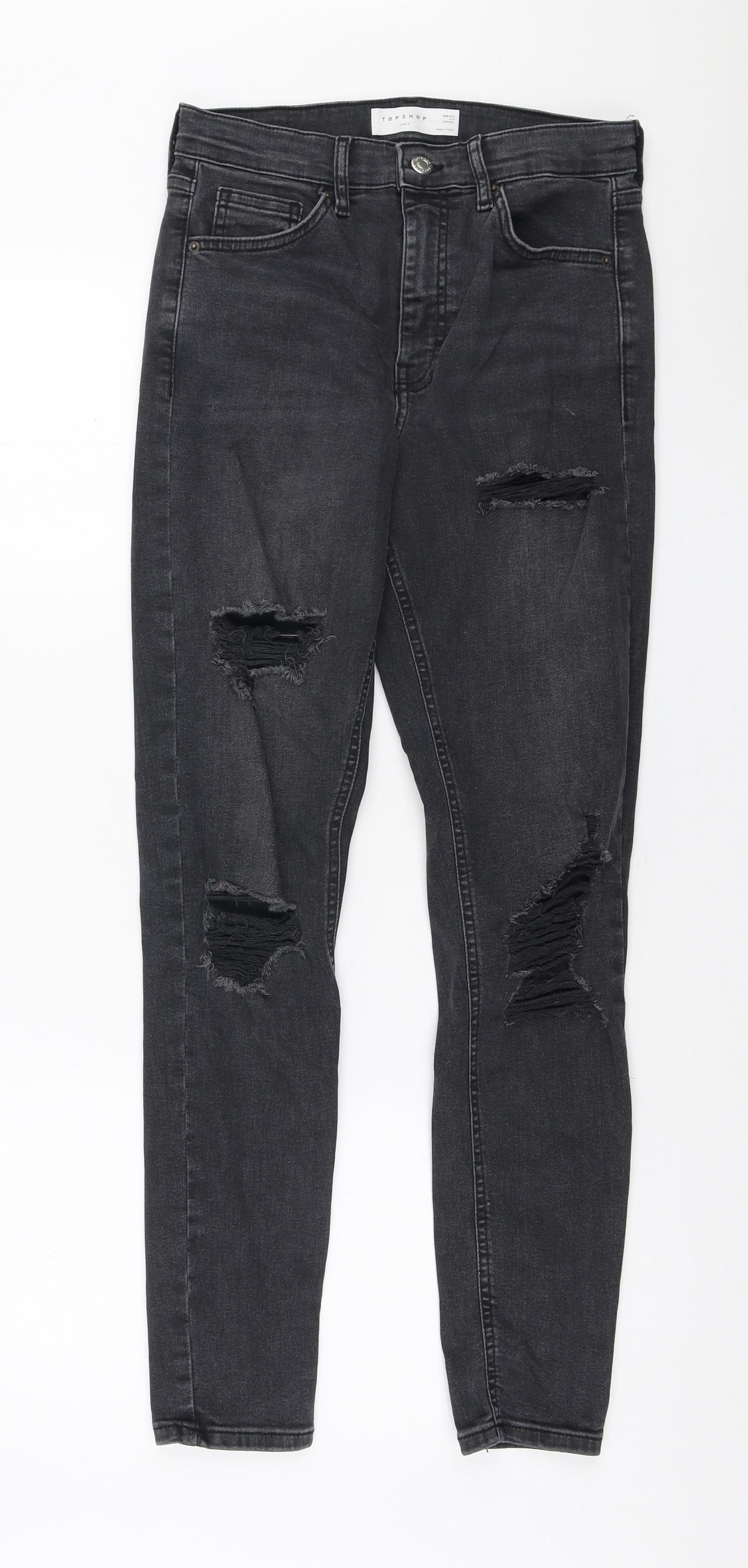 Topshop Womens Black Cotton Skinny Jeans Size 28 in L32 in Regular Zip