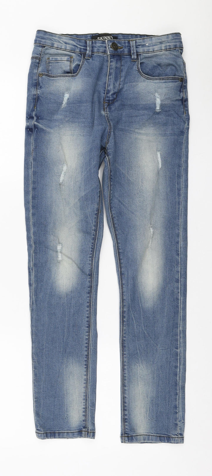Urban 65 Outlaws Girls Blue Cotton Skinny Jeans Size 11-12 Years Regular Zip - Distressed
