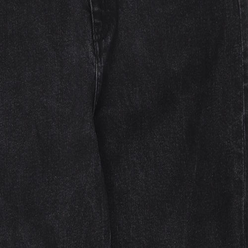 H&M Womens Black Cotton Mom Jeans Size 14 L26 in Regular Zip