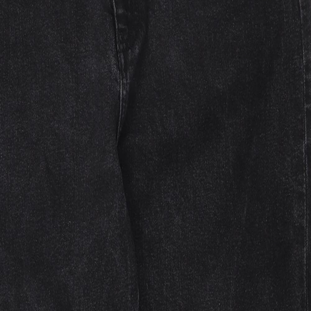 H&M Womens Black Cotton Mom Jeans Size 14 L26 in Regular Zip