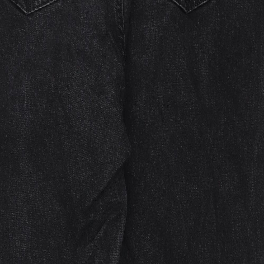 H&M Womens Black Cotton Mom Jeans Size 14 L26 in Regular Zip