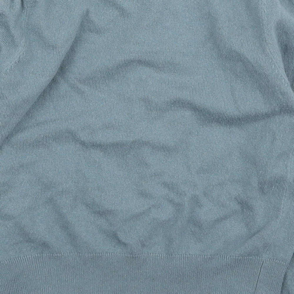 John Lewis Girls Blue Round Neck Wool Cape Jumper Size 9 Years Button