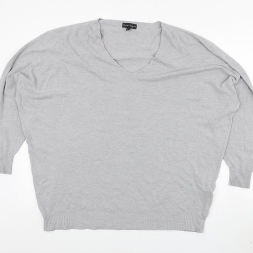 Phase Eight Womens Grey V-Neck Viscose Pullover Jumper Size M