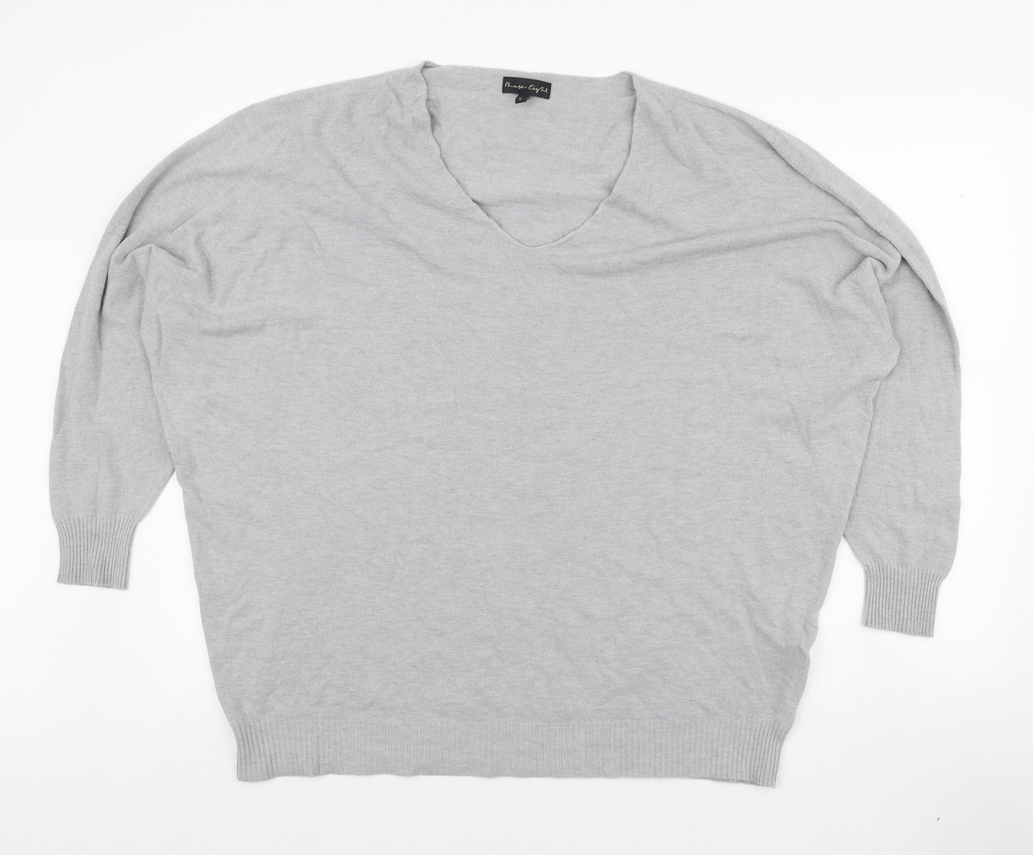 Phase Eight Womens Grey V-Neck Viscose Pullover Jumper Size M