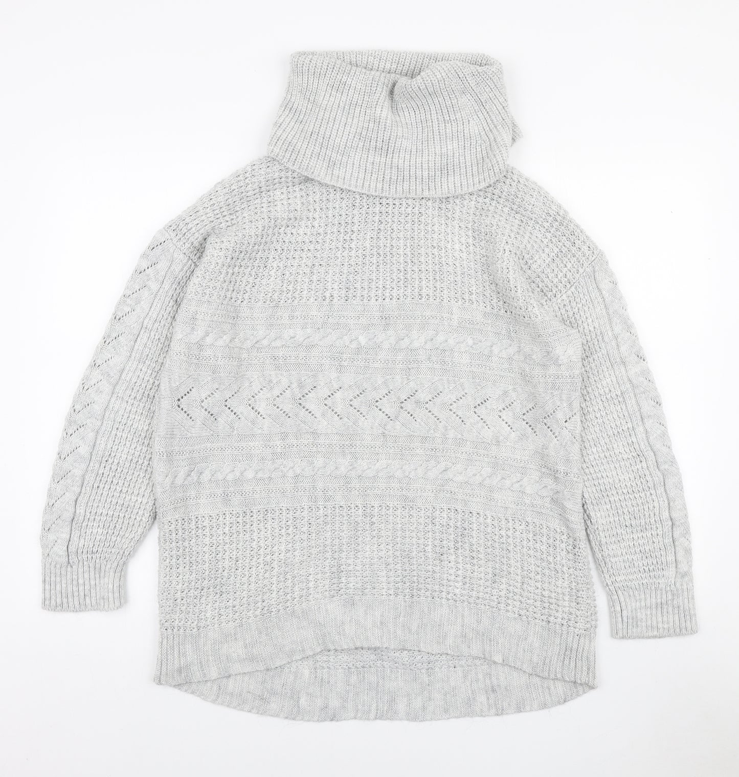 Papaya Womens Grey Roll Neck Acrylic Pullover Jumper Size M