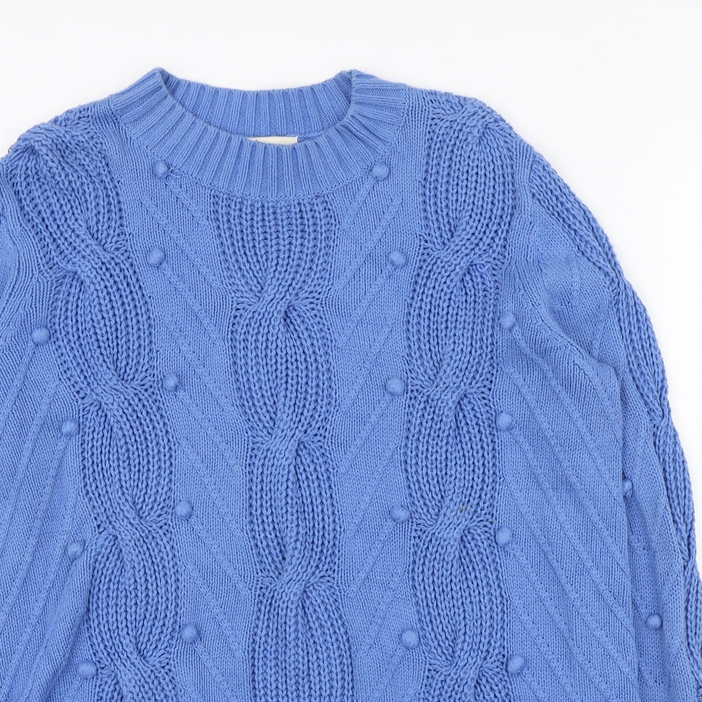 ALICE by Temperley Womens Blue Round Neck Cotton Pullover Jumper Size L