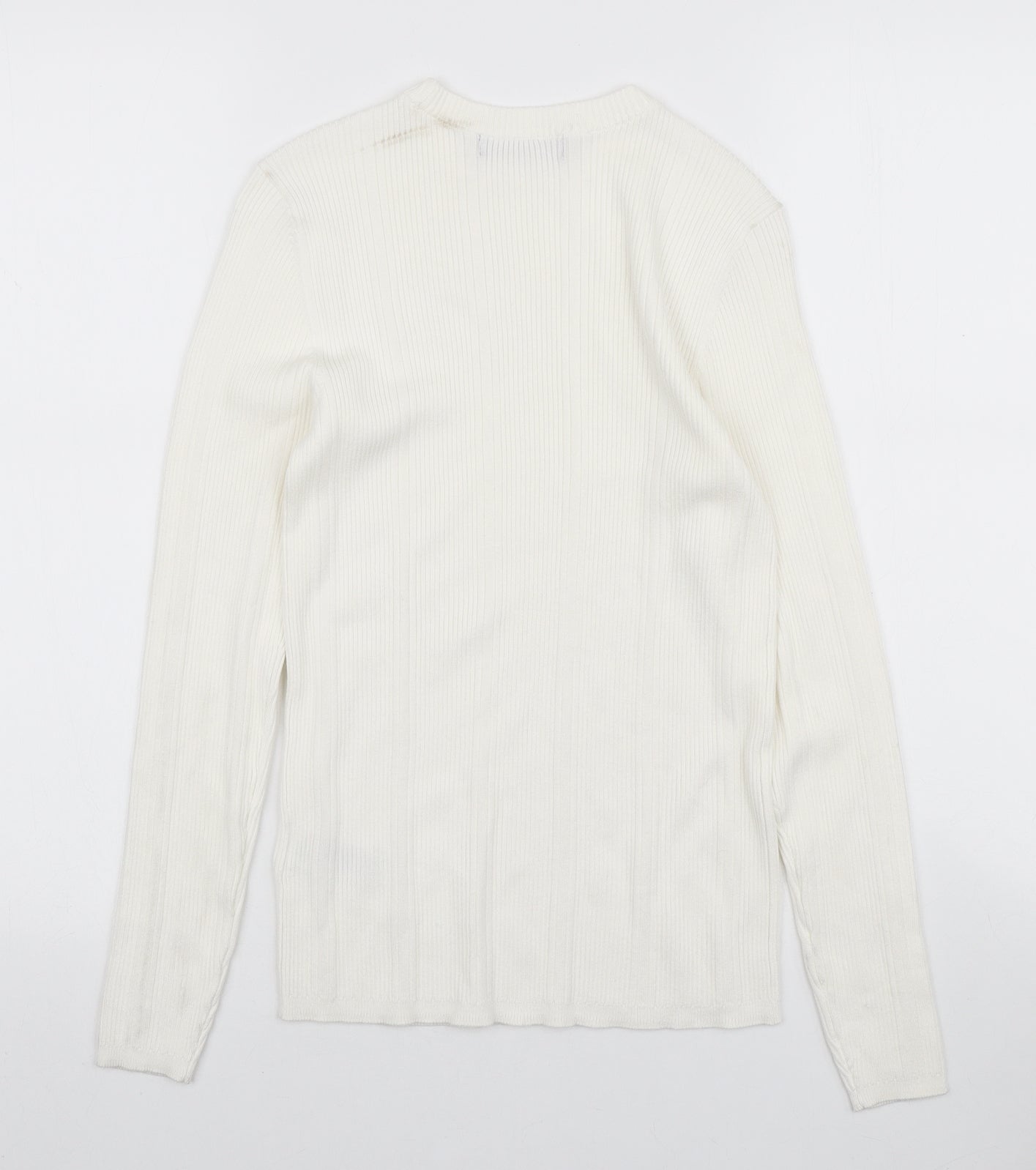 Marks and Spencer Womens Ivory Round Neck Viscose Pullover Jumper Size 10