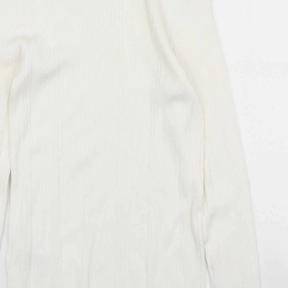 Marks and Spencer Womens Ivory Round Neck Viscose Pullover Jumper Size 10