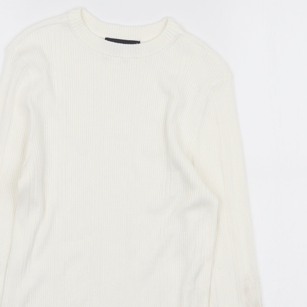 Marks and Spencer Womens Ivory Round Neck Viscose Pullover Jumper Size 10