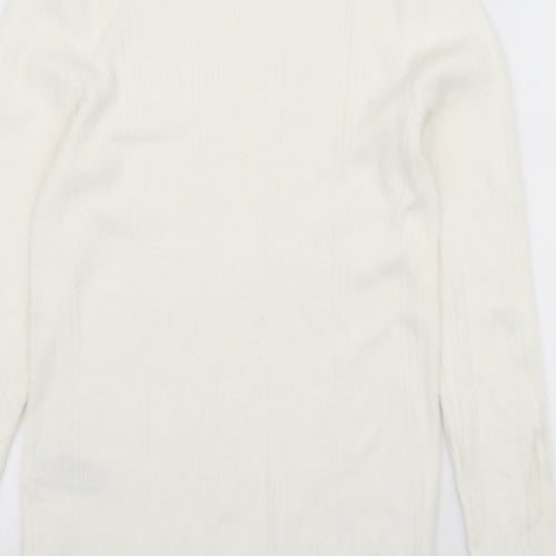Marks and Spencer Womens Ivory Round Neck Viscose Pullover Jumper Size 10