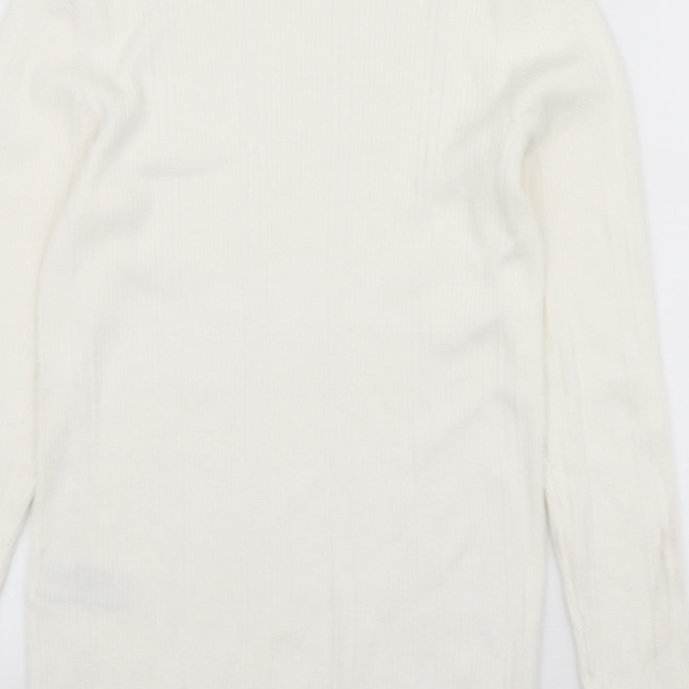 Marks and Spencer Womens Ivory Round Neck Viscose Pullover Jumper Size 10
