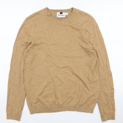 Topman Mens Brown Round Neck Acrylic Pullover Jumper Size S