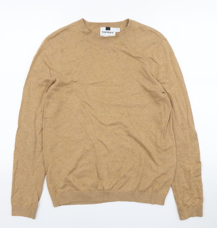 Topman Mens Brown Round Neck Acrylic Pullover Jumper Size S