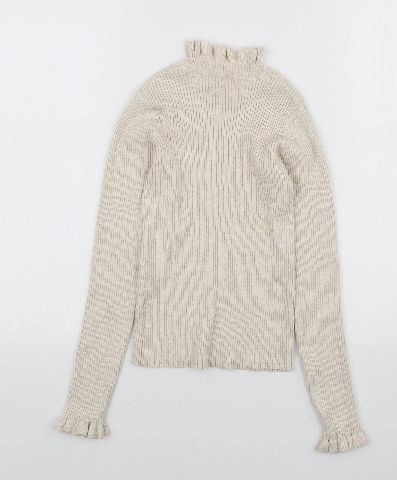 NEXT Girls Ivory High Neck Viscose Pullover Jumper Size 10 Years Pullover