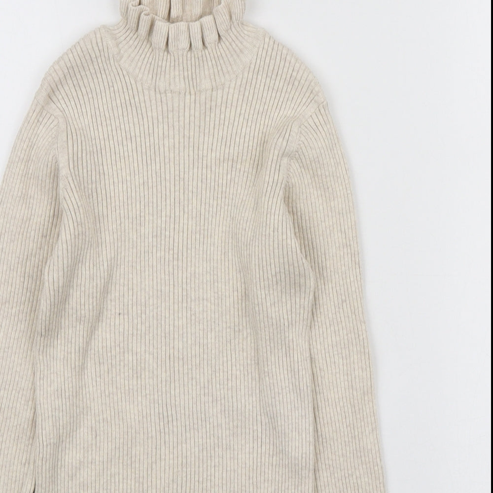 NEXT Girls Ivory High Neck Viscose Pullover Jumper Size 10 Years Pullover