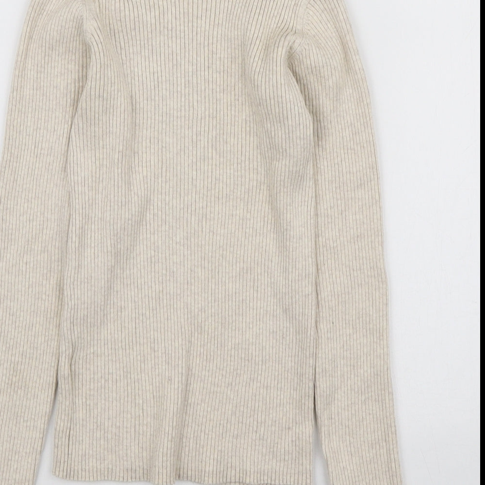 NEXT Girls Ivory High Neck Viscose Pullover Jumper Size 10 Years Pullover