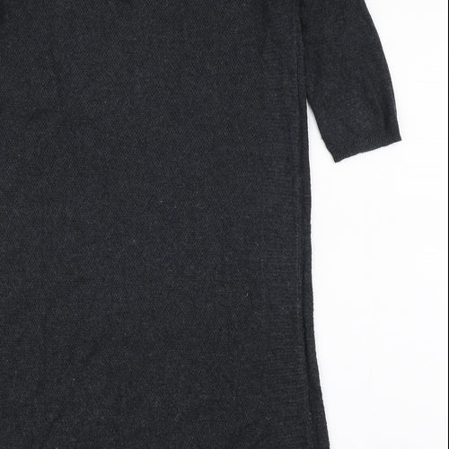 Monsoon Womens Grey Acrylic Jumper Dress Size S Boat Neck Zip
