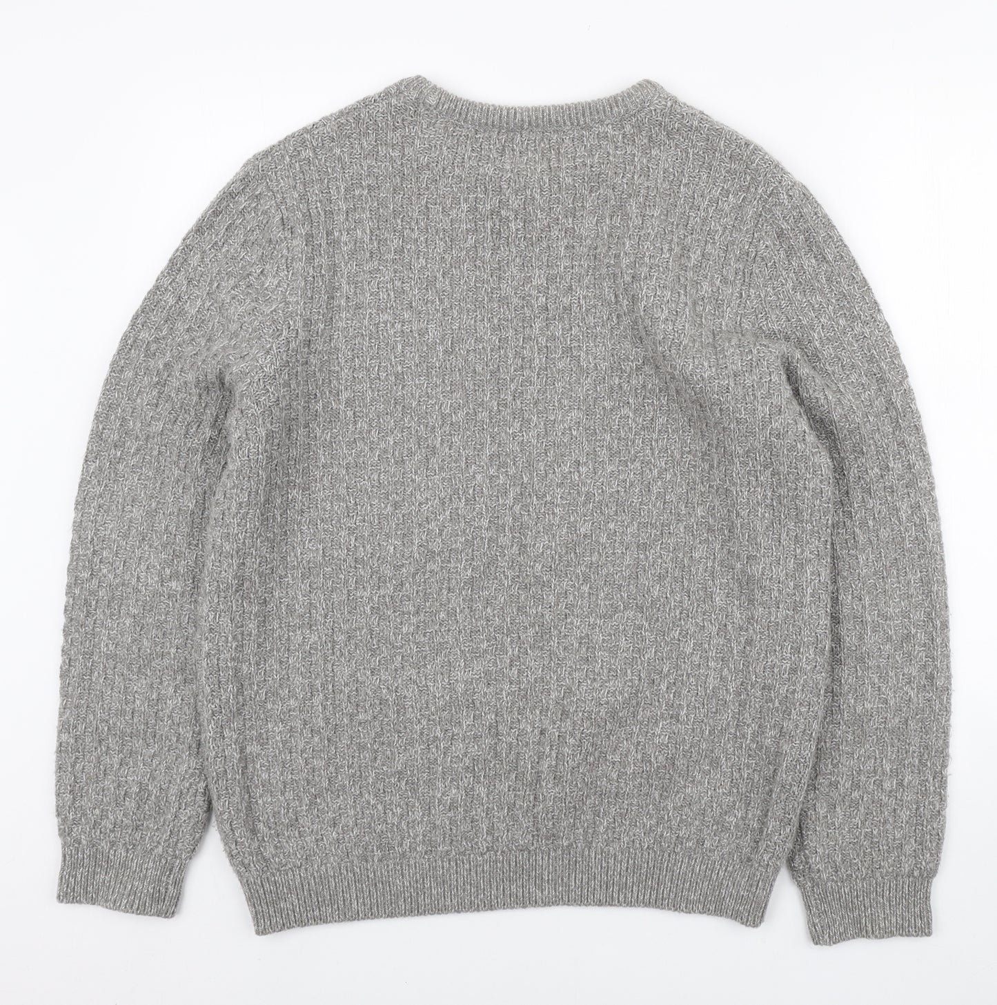 Red Herring Mens Grey Round Neck Acrylic Pullover Jumper Size M