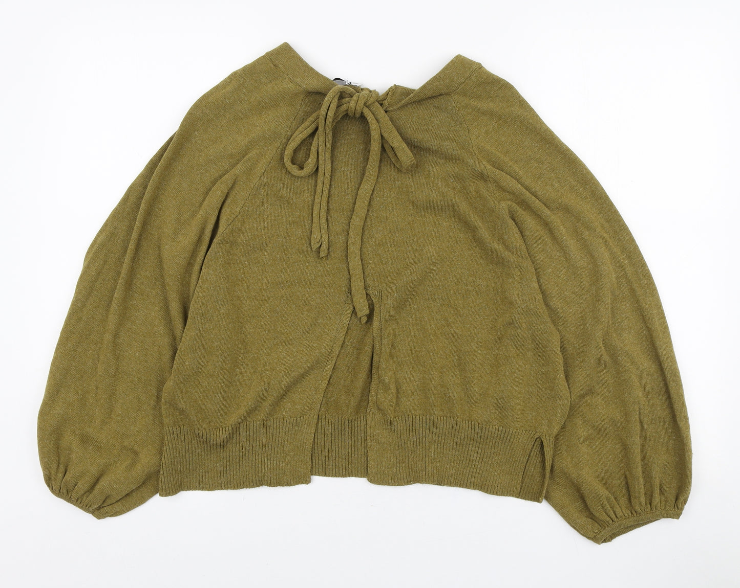 Zara Womens Green Boat Neck Cotton Pullover Jumper Size L