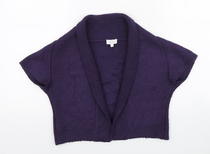 Untold Womens Purple V-Neck Acrylic Shrug Jumper Size 8