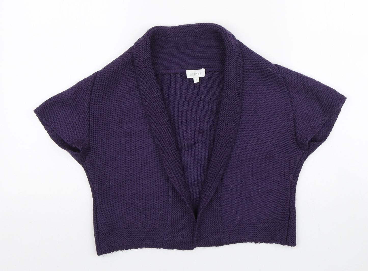 Untold Womens Purple V-Neck Acrylic Shrug Jumper Size 8