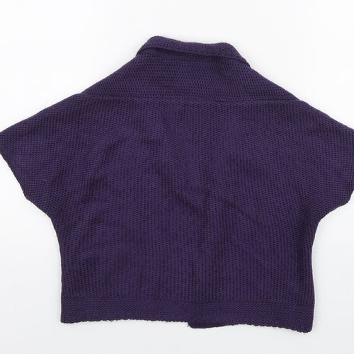 Untold Womens Purple V-Neck Acrylic Shrug Jumper Size 8