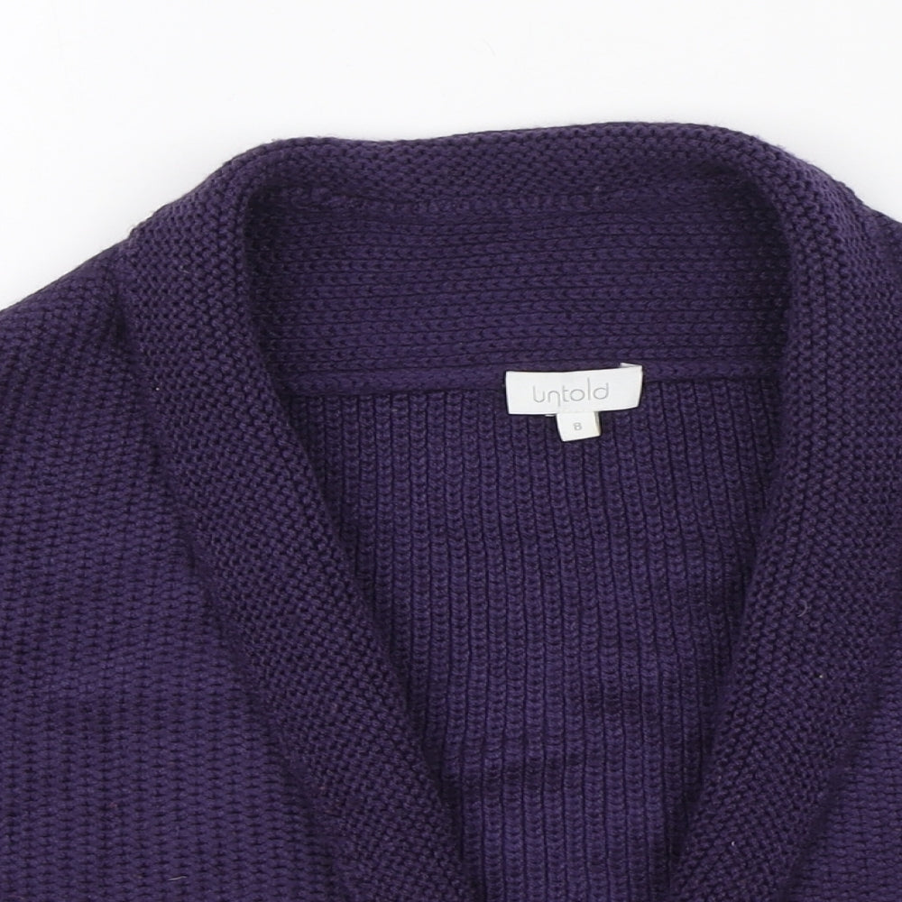 Untold Womens Purple V-Neck Acrylic Shrug Jumper Size 8