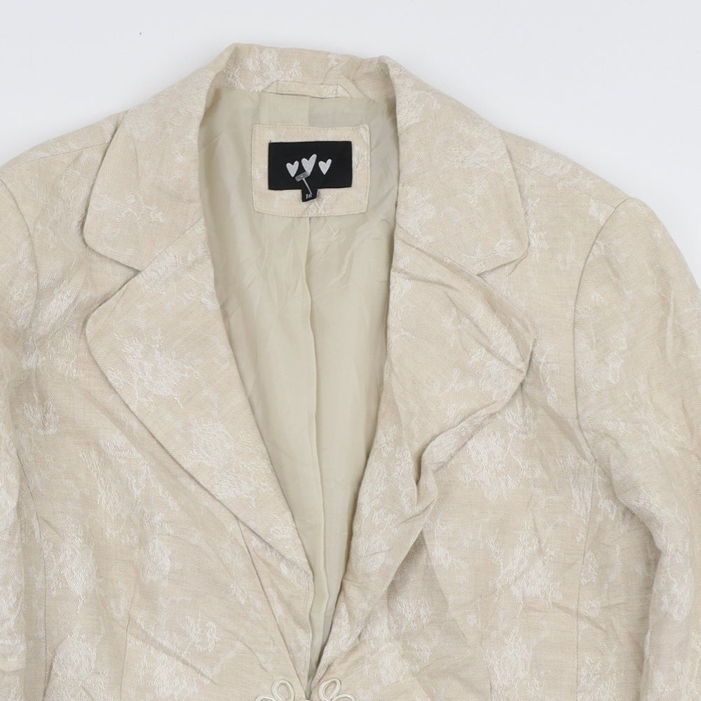 Per Una Womens Beige Jacket Blazer Size 16 Button