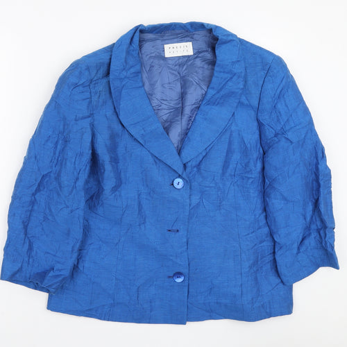 Precis Petite Womens Blue Jacket Blazer Size 16 Button