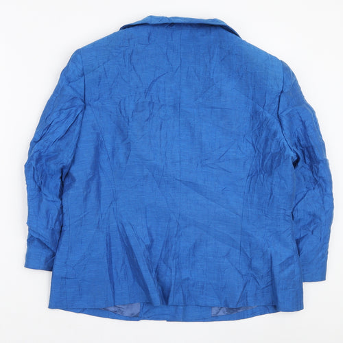 Precis Petite Womens Blue Jacket Blazer Size 16 Button