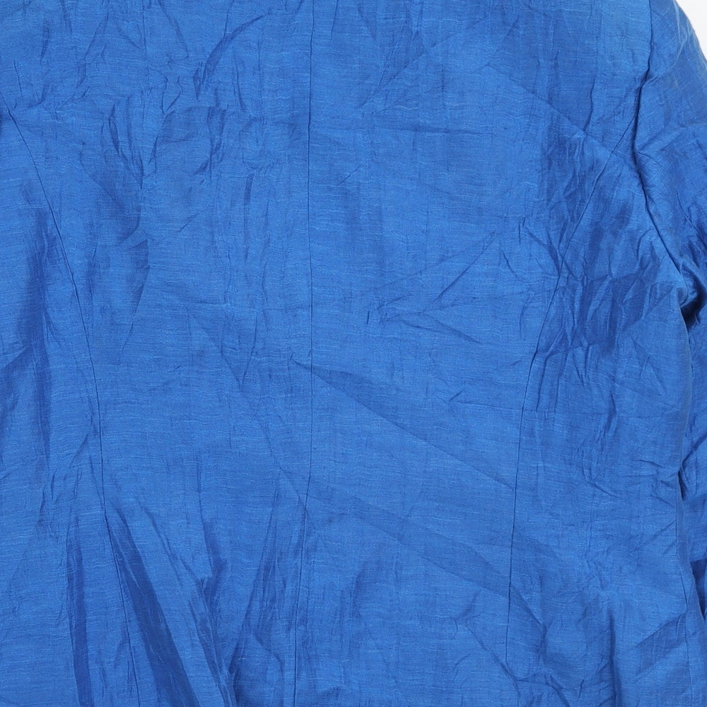 Precis Petite Womens Blue Jacket Blazer Size 16 Button