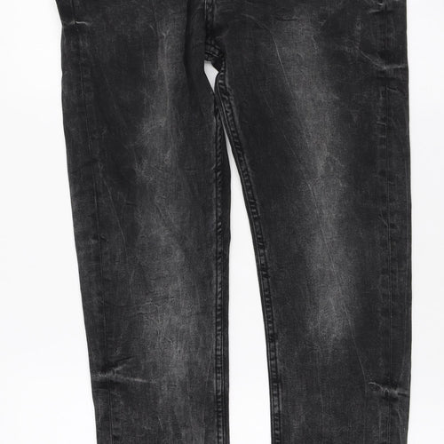 Zara Mens Grey Cotton Skinny Jeans Size 34 L30 in Regular Zip