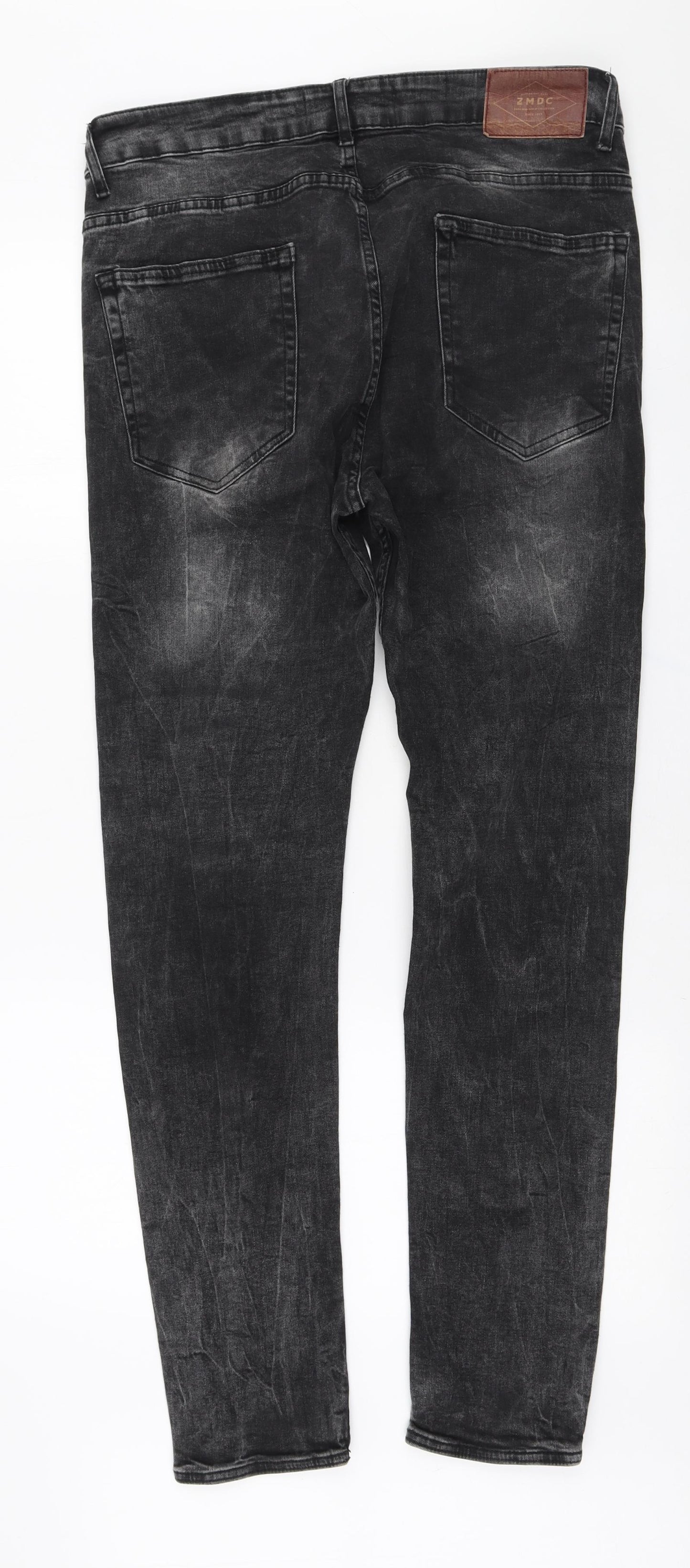 Zara Mens Grey Cotton Skinny Jeans Size 34 L30 in Regular Zip
