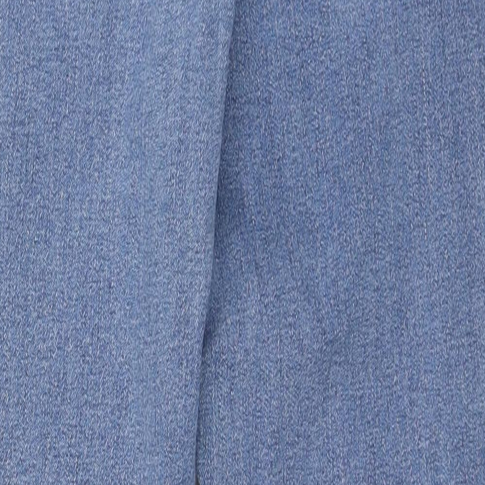 VERO MODA Womens Blue Cotton Tapered Jeans Size 27 in L30 in Regular Zip - Embroidered Flowers