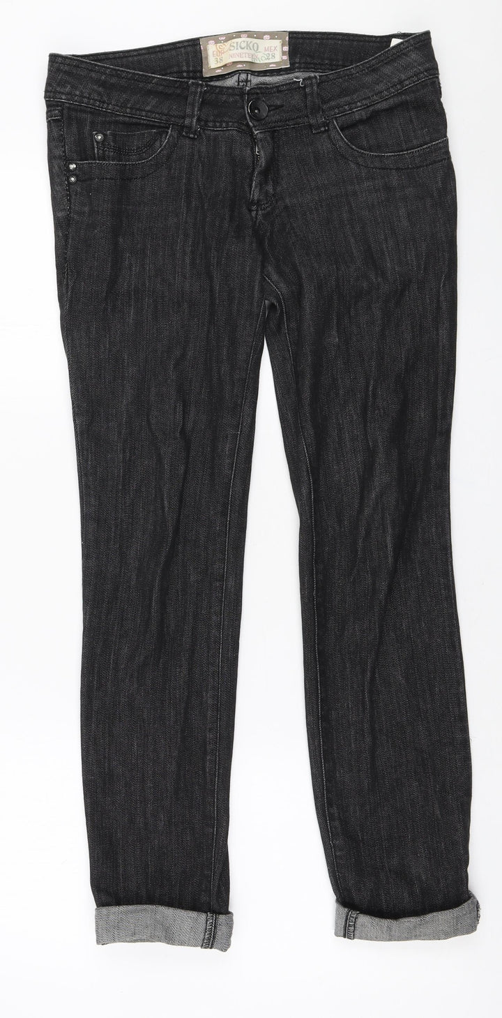 Sicko Nineteen Womens Black Cotton Skinny Jeans Size 10 L29 in Regular Zip
