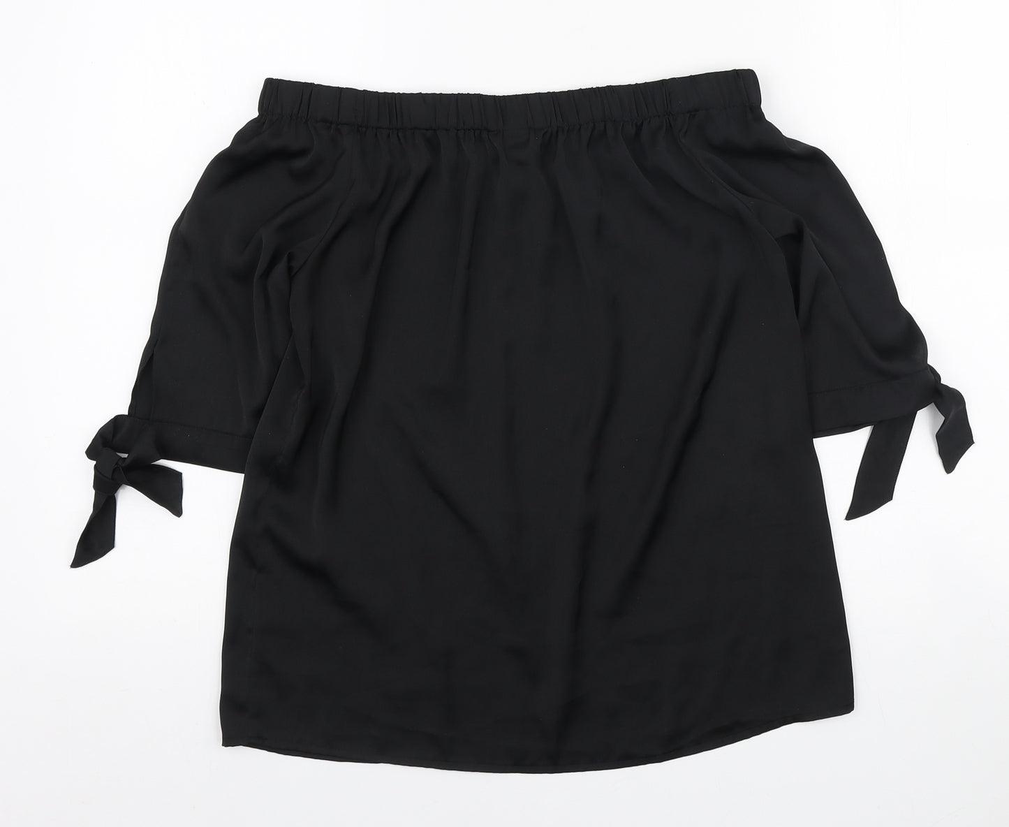 H&M Womens Black Polyester Basic Blouse Size 6 Off the Shoulder